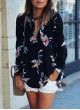 Women's Pull Over Style Tropical Floral Blouse